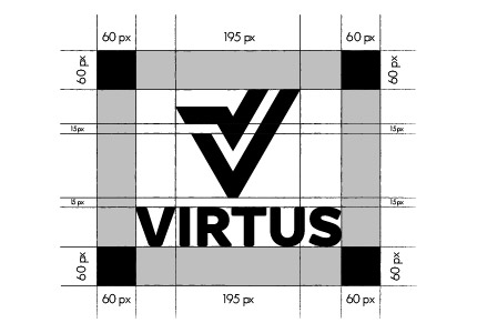 Construction du logo vertical Virtus